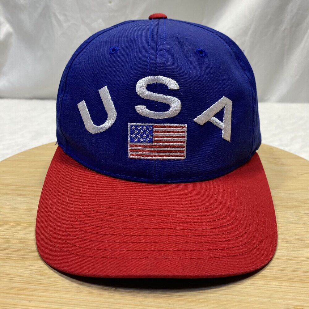 Vintage USA Hat American Flag Red White And Blue SnapBack Olympics